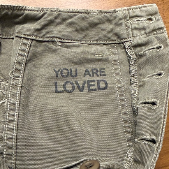 AMO Army Wide Leg Olive Green Gray Cropped Pants Size 24 - Picture 7 of 8